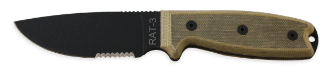 Picture of RAT-3 with 1095 Serrated Blade and Black Sheath by OKC®