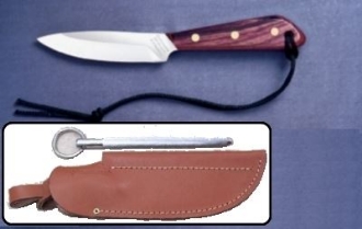 Picture of Grohmann R3SS - #3 | Rosewood | Stainless Steel |  Leather Sheath with Pouch with Sharpening Steel