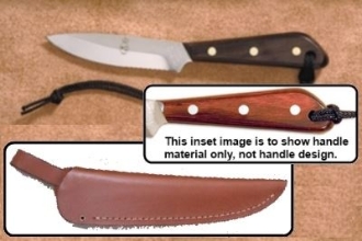 Picture of Grohmann X3SW - #3 | Resinwood | Serrated Stainless Steel | Regular Open Leather Sheath
