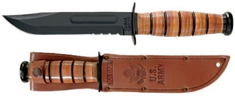 Picture of Partially Serrated US Army KA-BAR® With Brown Leather Sheath